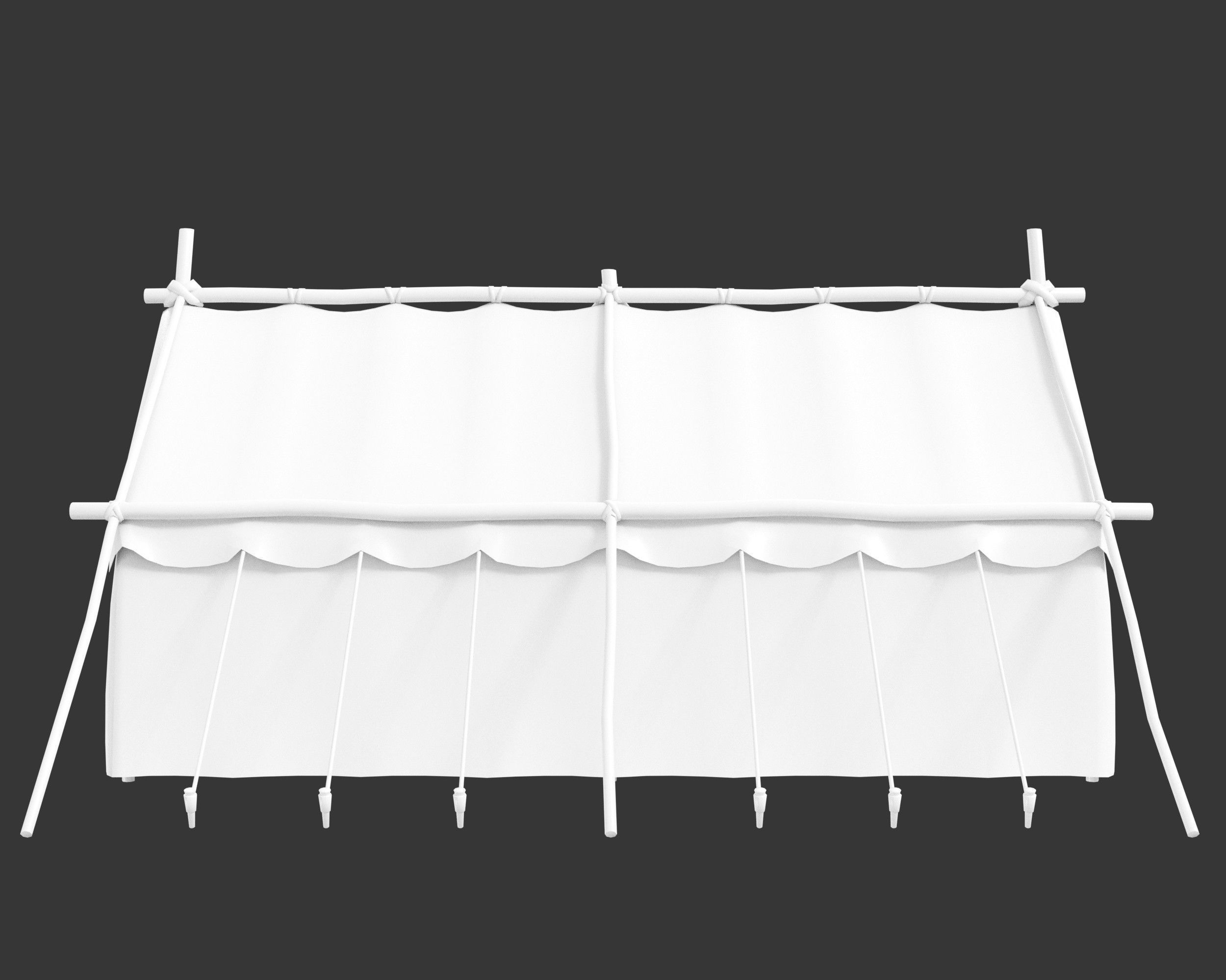 Medieval Crude Camp Tent Large Low-poly 3D model_10