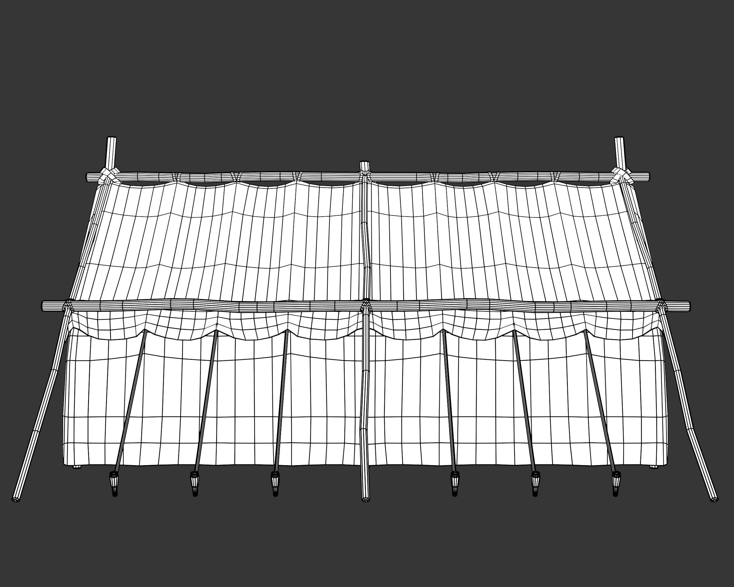 Medieval Crude Camp Tent Large Low-poly 3D model_11