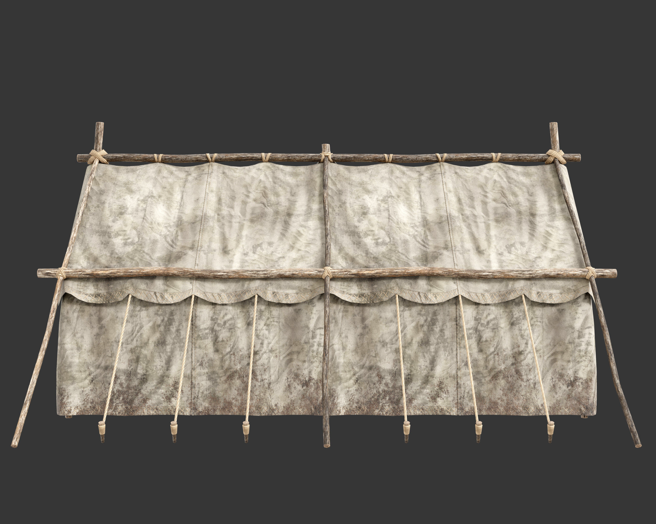 Medieval Crude Camp Tent Large Low-poly 3D model_9