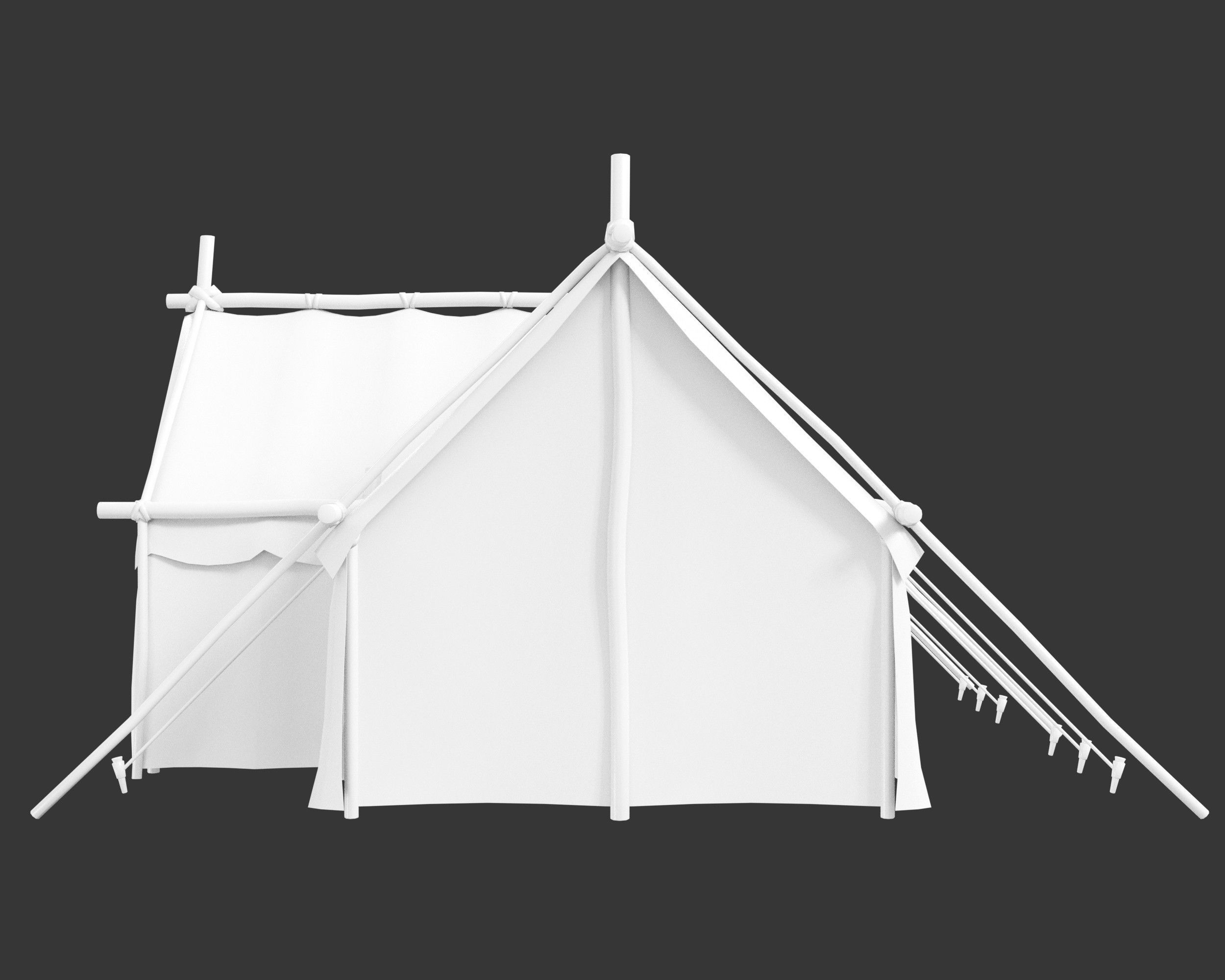 Medieval Crude Camp Tent Large Low-poly 3D model_13