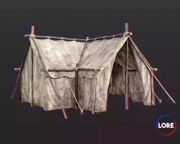 Medieval Crude Camp Tent Large Low-poly 3D model