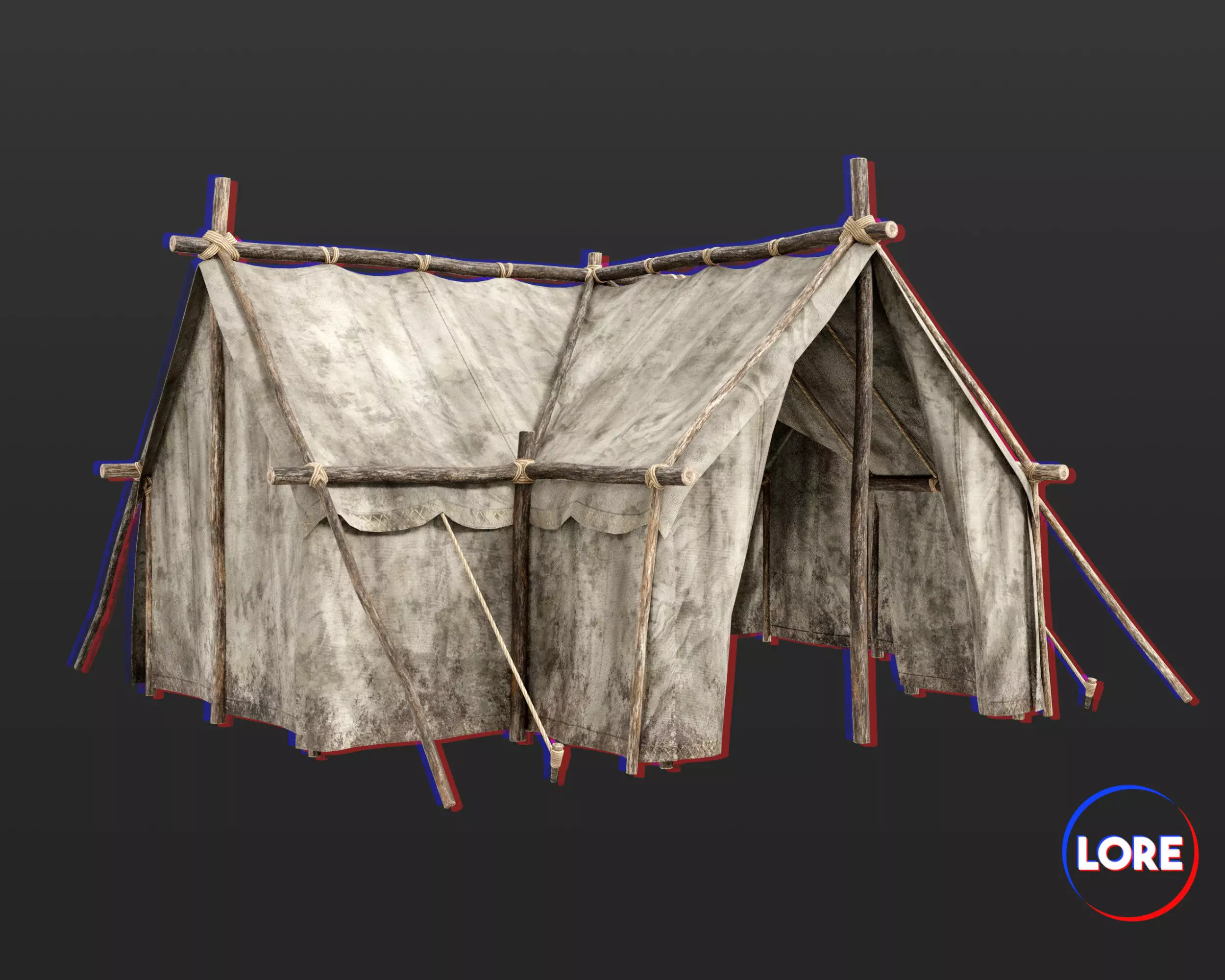 Medieval Crude Camp Tent Large Low-poly 3D model_0