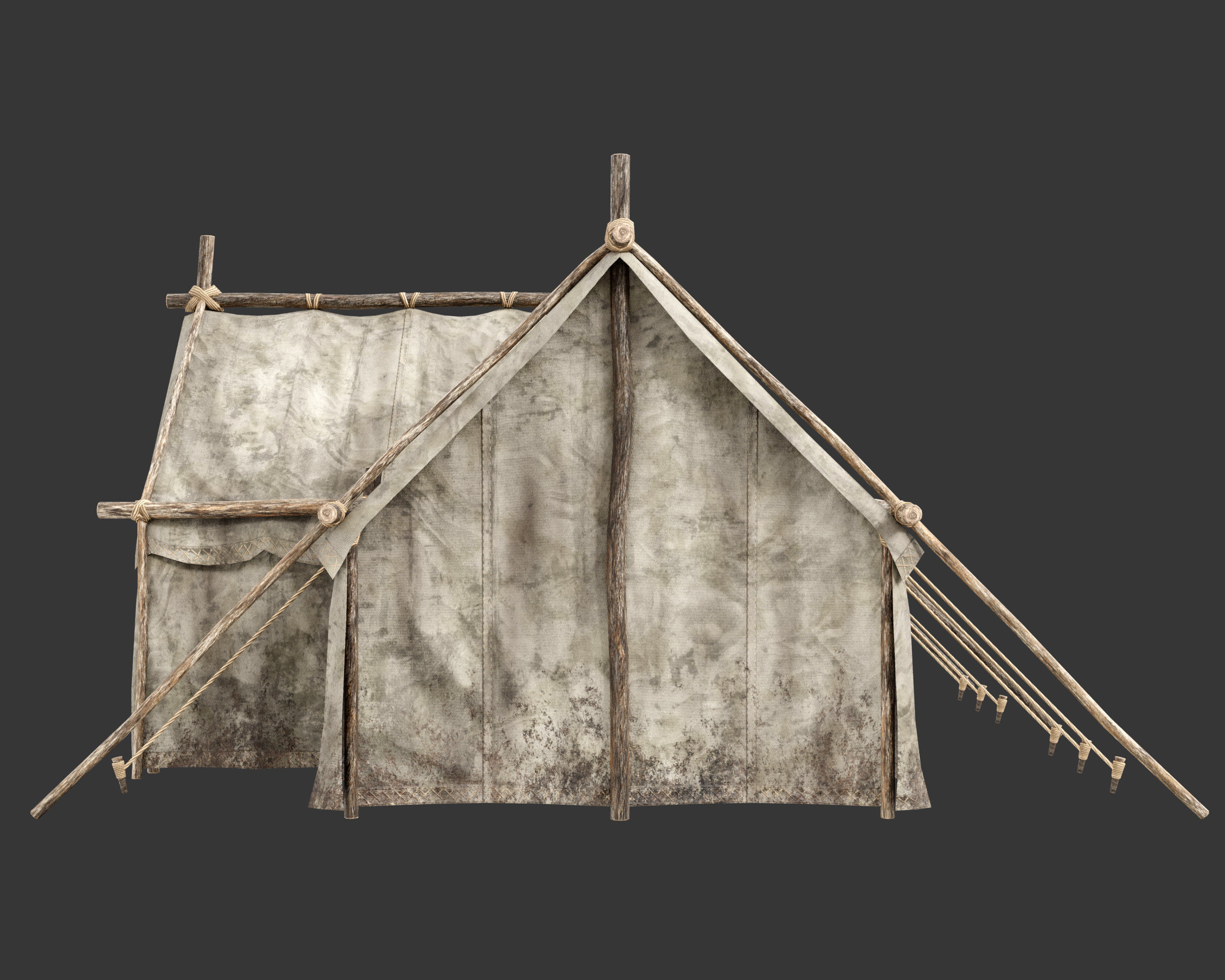 Medieval Crude Camp Tent Large Low-poly 3D model_12