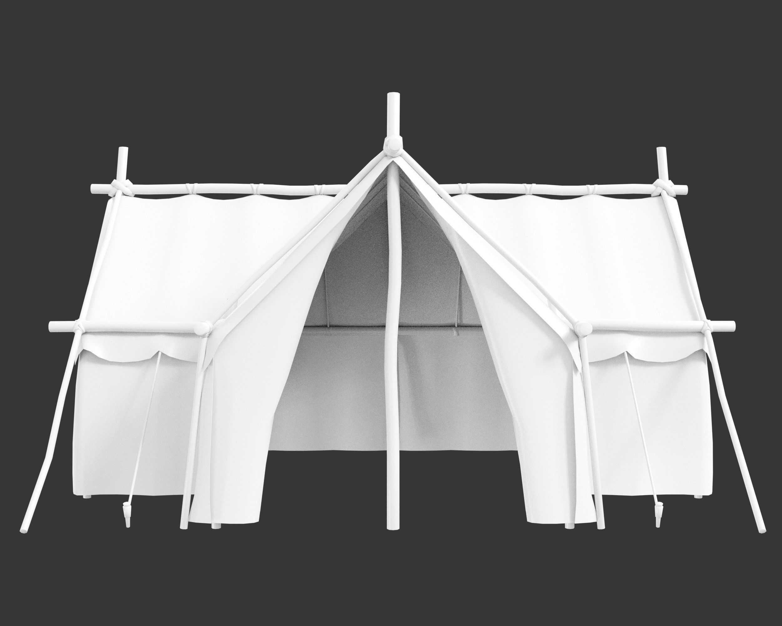 Medieval Crude Camp Tent Large Low-poly 3D model_4