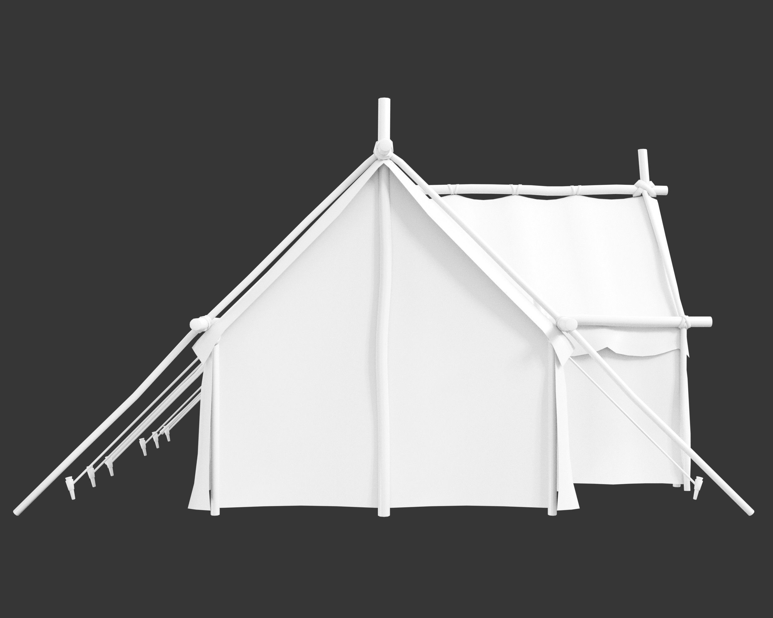 Medieval Crude Camp Tent Large Low-poly 3D model_7