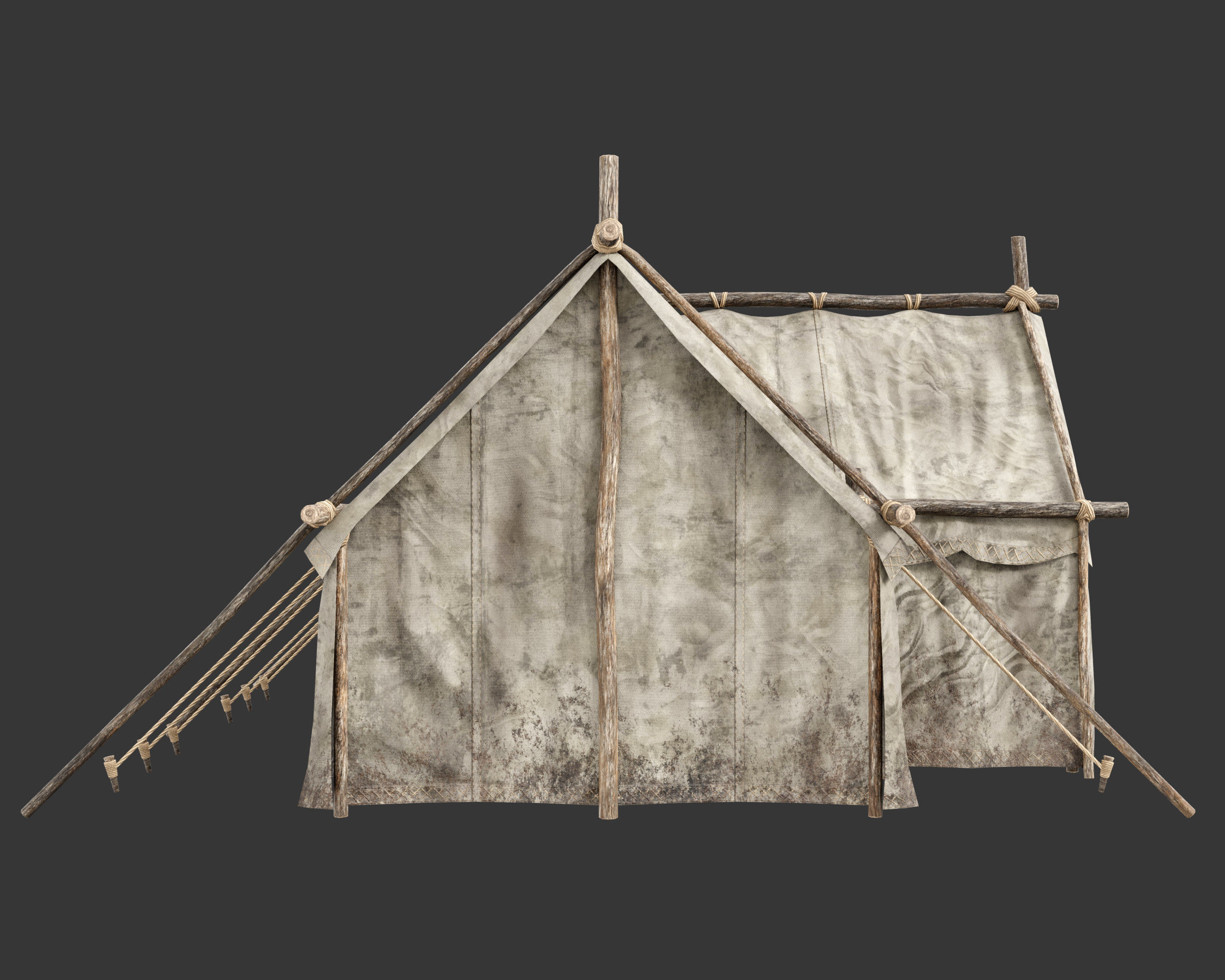 Medieval Crude Camp Tent Large Low-poly 3D model_6