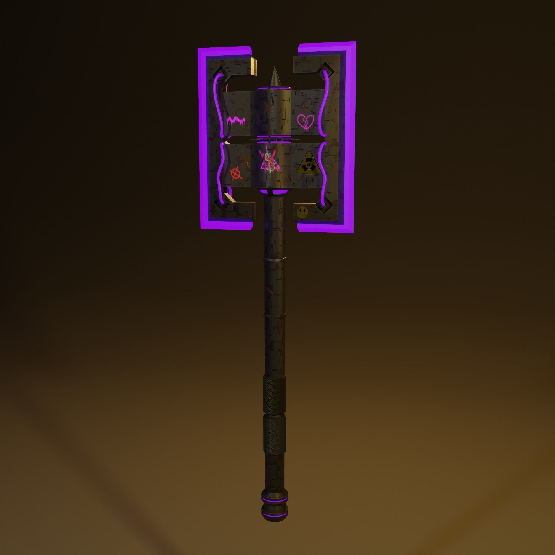 Sci-Fi Punk Axe Low-poly 3D model_2