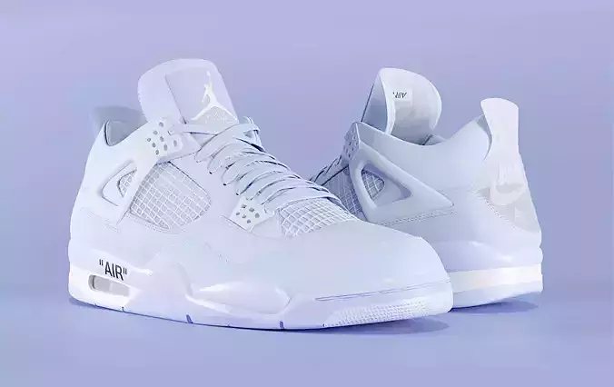 Jordan 4 Off White Blue  Low-poly 3D model