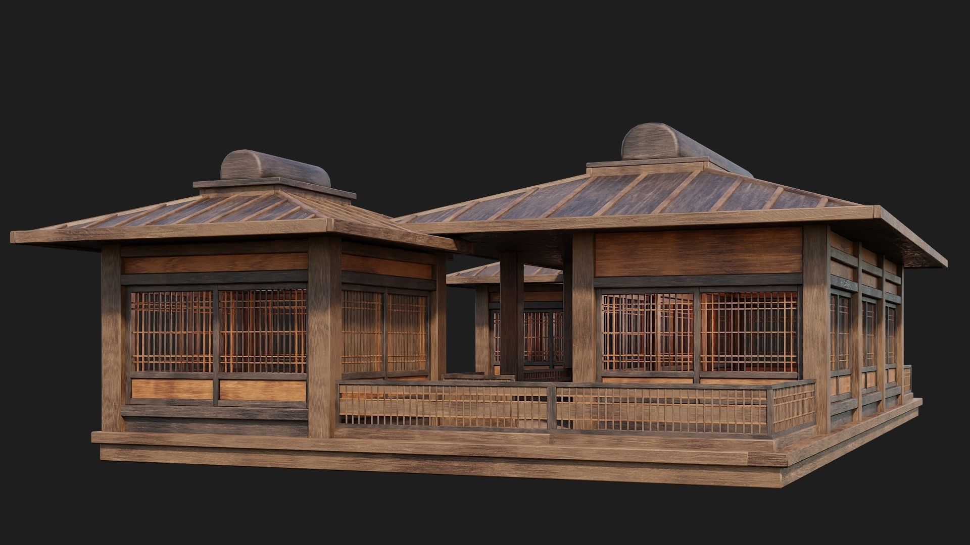 Old Japanese House Building 4K Textures GameReady 116 Low-poly 3D model_10