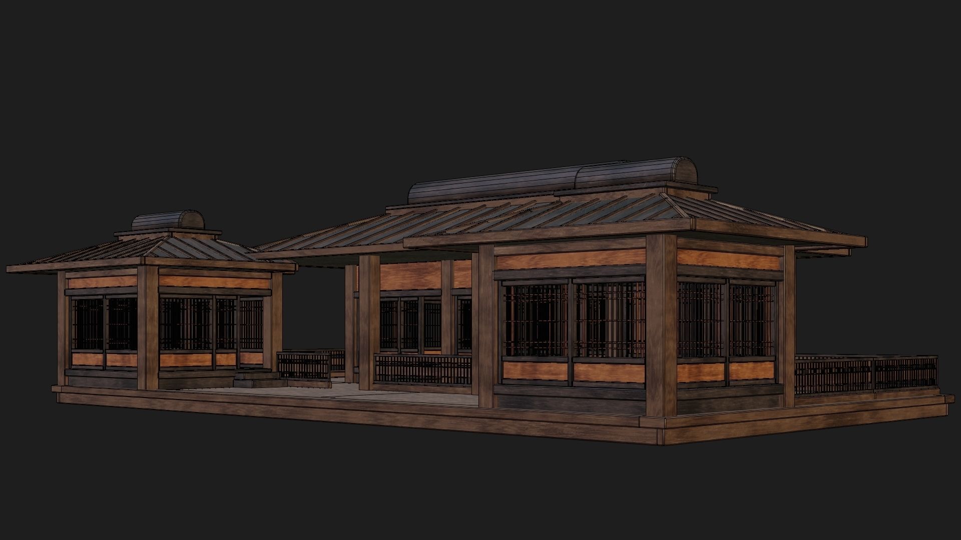 Old Japanese House Building 4K Textures GameReady 116 Low-poly 3D model_6