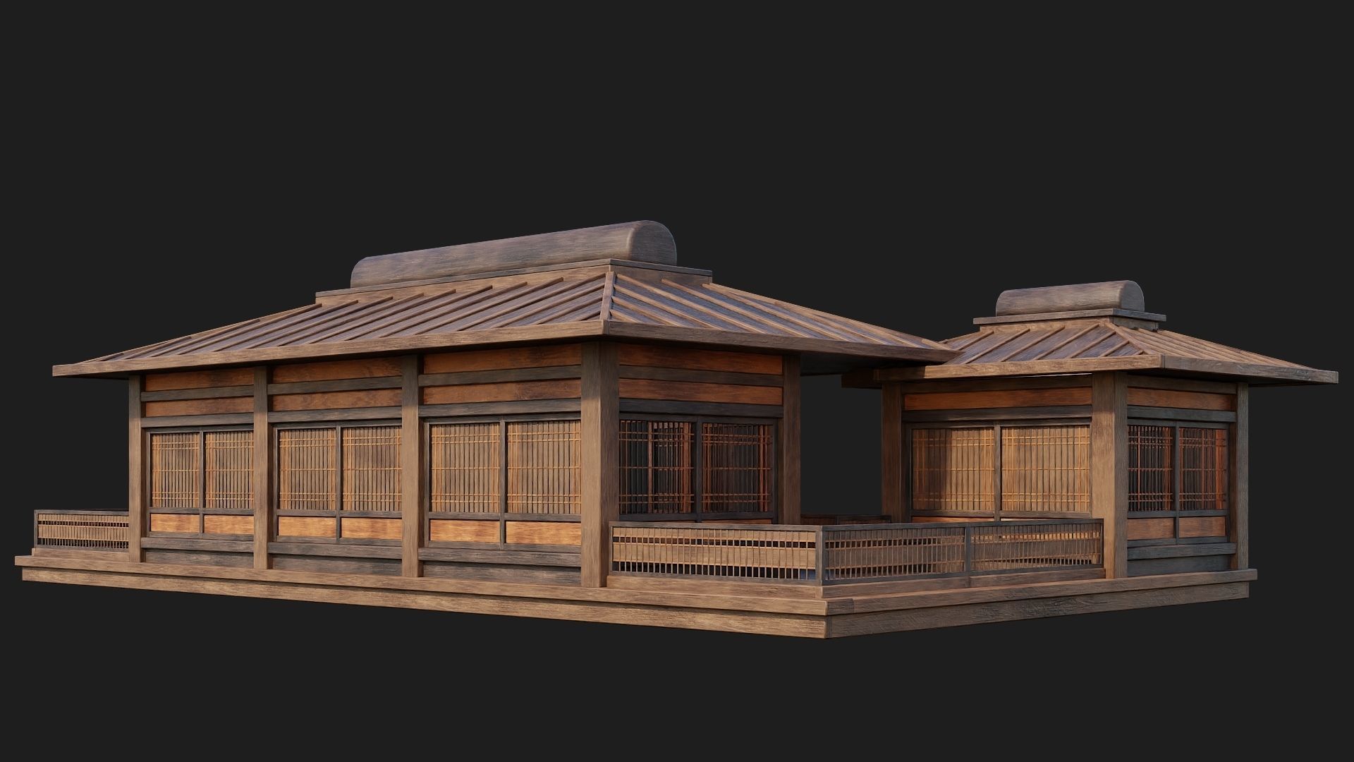 Old Japanese House Building 4K Textures GameReady 116 Low-poly 3D model_8