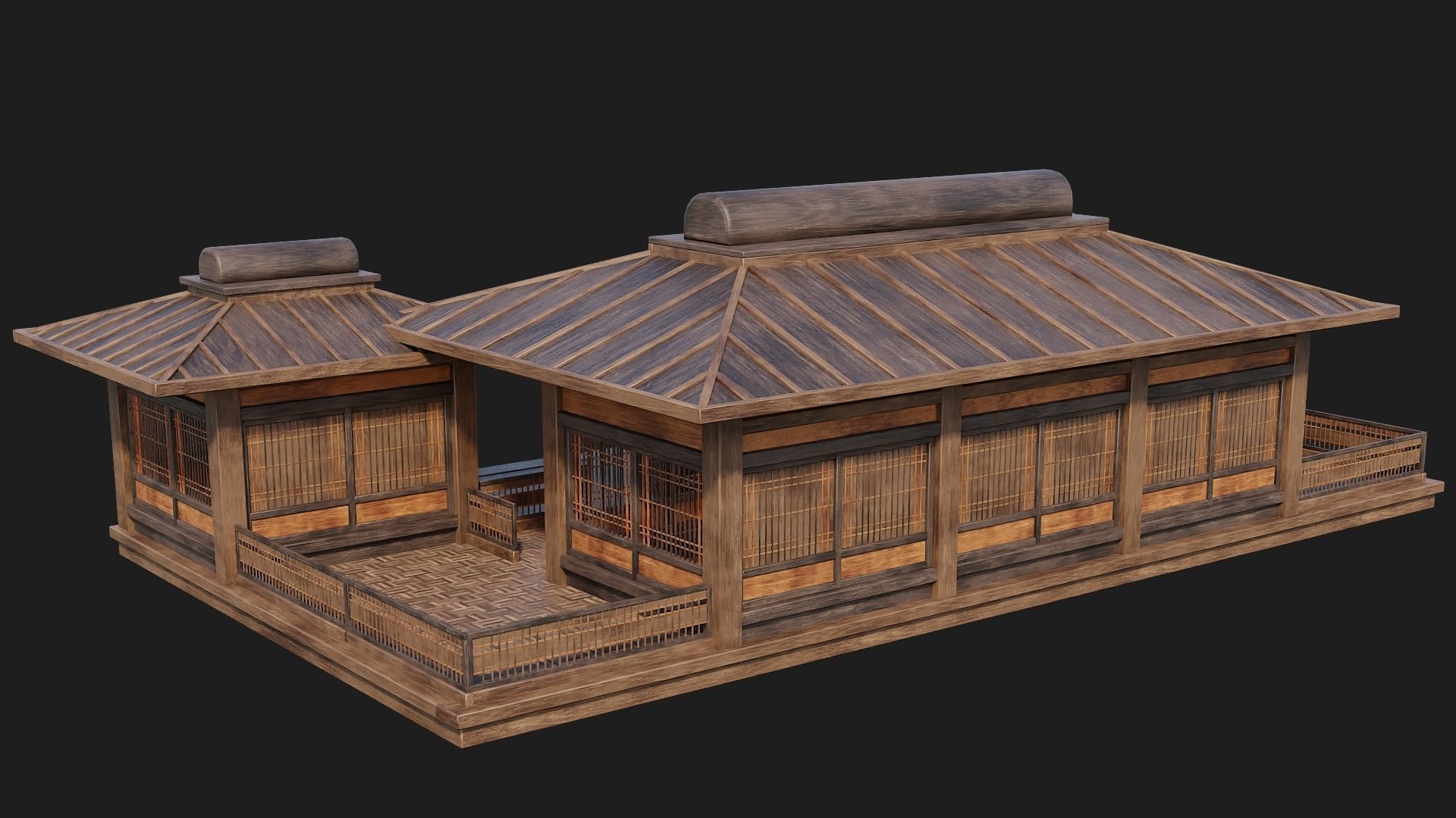 Old Japanese House Building 4K Textures GameReady 116 Low-poly 3D model_11