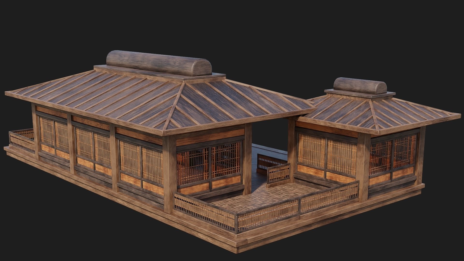 Old Japanese House Building 4K Textures GameReady 116 Low-poly 3D model_12