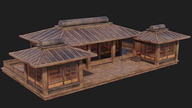 Old Japanese House Building 4K Textures GameReady 116 Low-poly 3D model 5