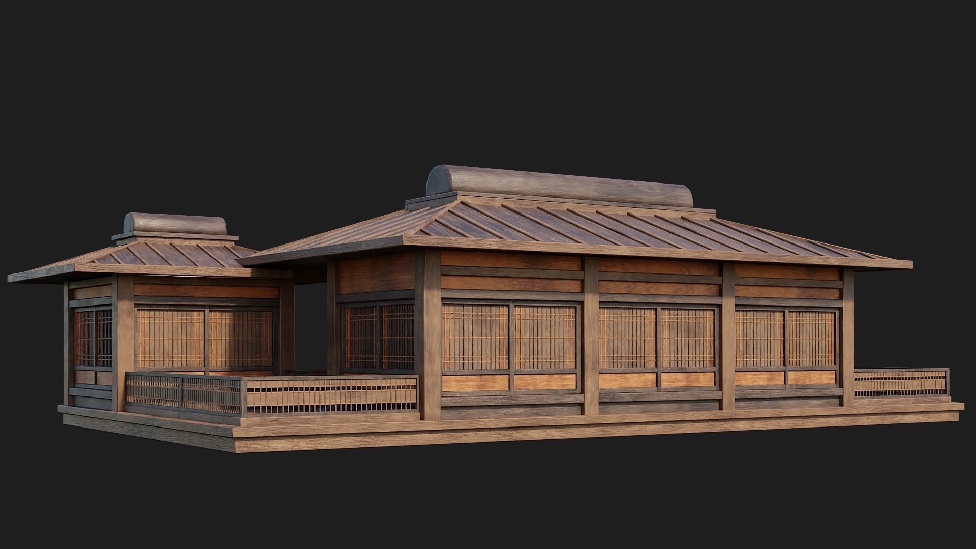 Old Japanese House Building 4K Textures GameReady 116 Low-poly 3D model_7