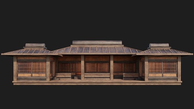 Old Japanese House Building 4K Textures GameReady 116 Low-poly 3D model 4