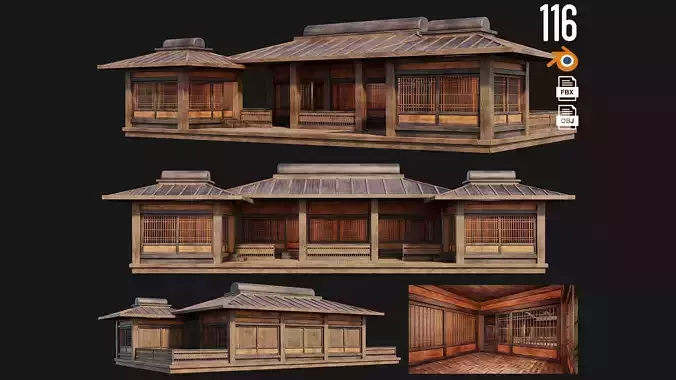 Old Japanese House Building 4K Textures GameReady 116