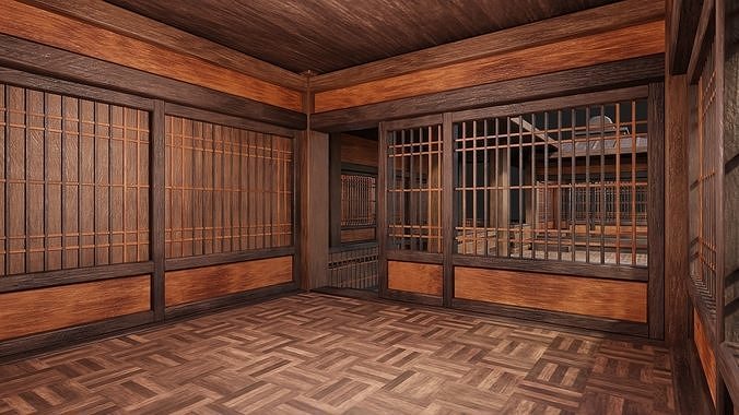 Old Japanese House Building 4K Textures GameReady 116 Low-poly 3D model 6