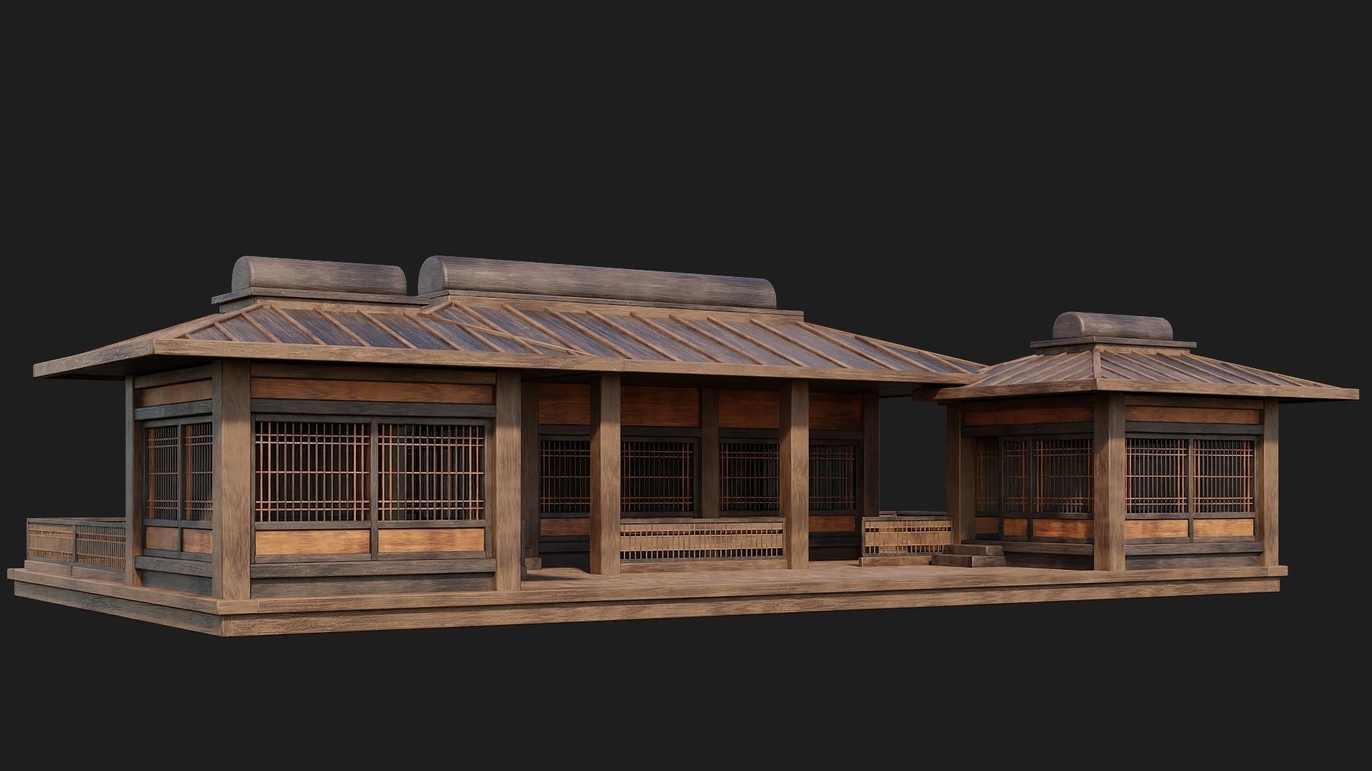 Old Japanese House Building 4K Textures GameReady 116 Low-poly 3D model_9