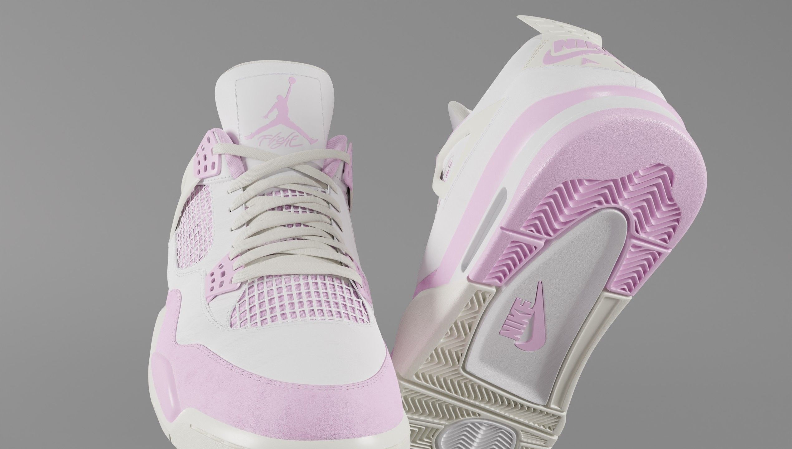 Jordan 4 Bubblegum Shoe Low-poly 3D model_11