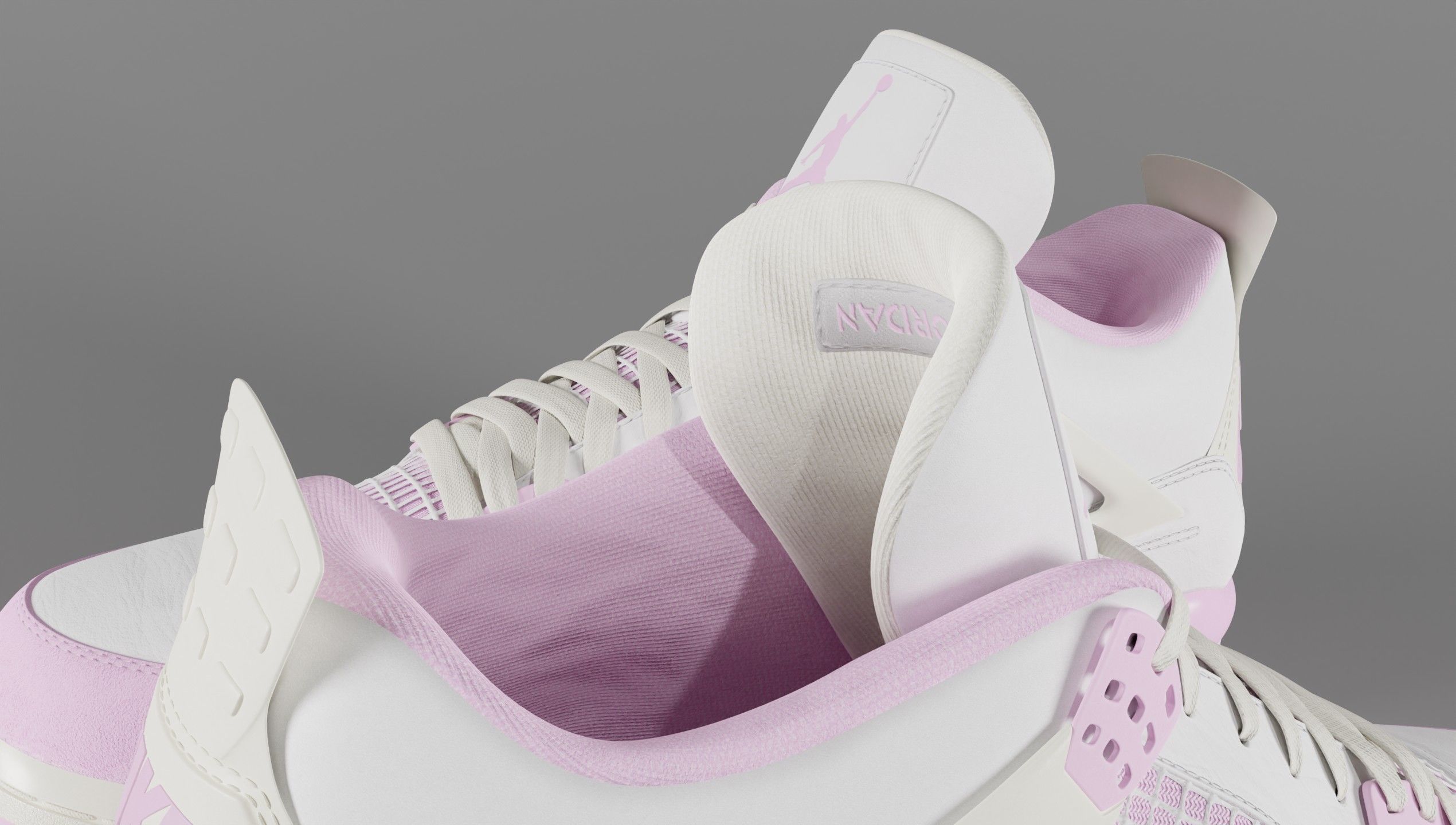 Jordan 4 Bubblegum Shoe Low-poly 3D model_33