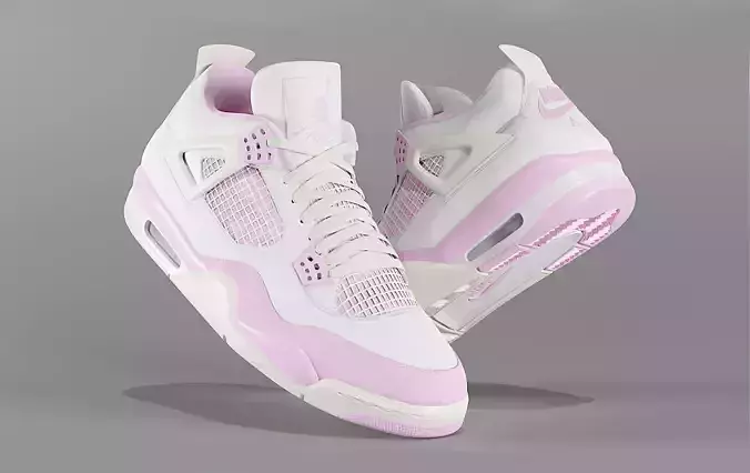 Jordan 4 Bubblegum Shoe Low-poly 3D model