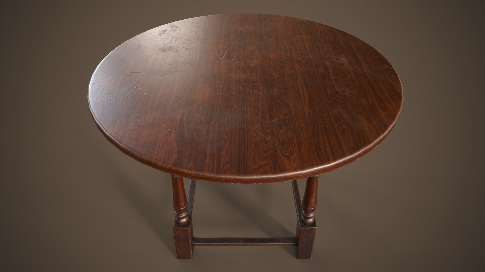 Vintage round table Low-poly 3D model_6