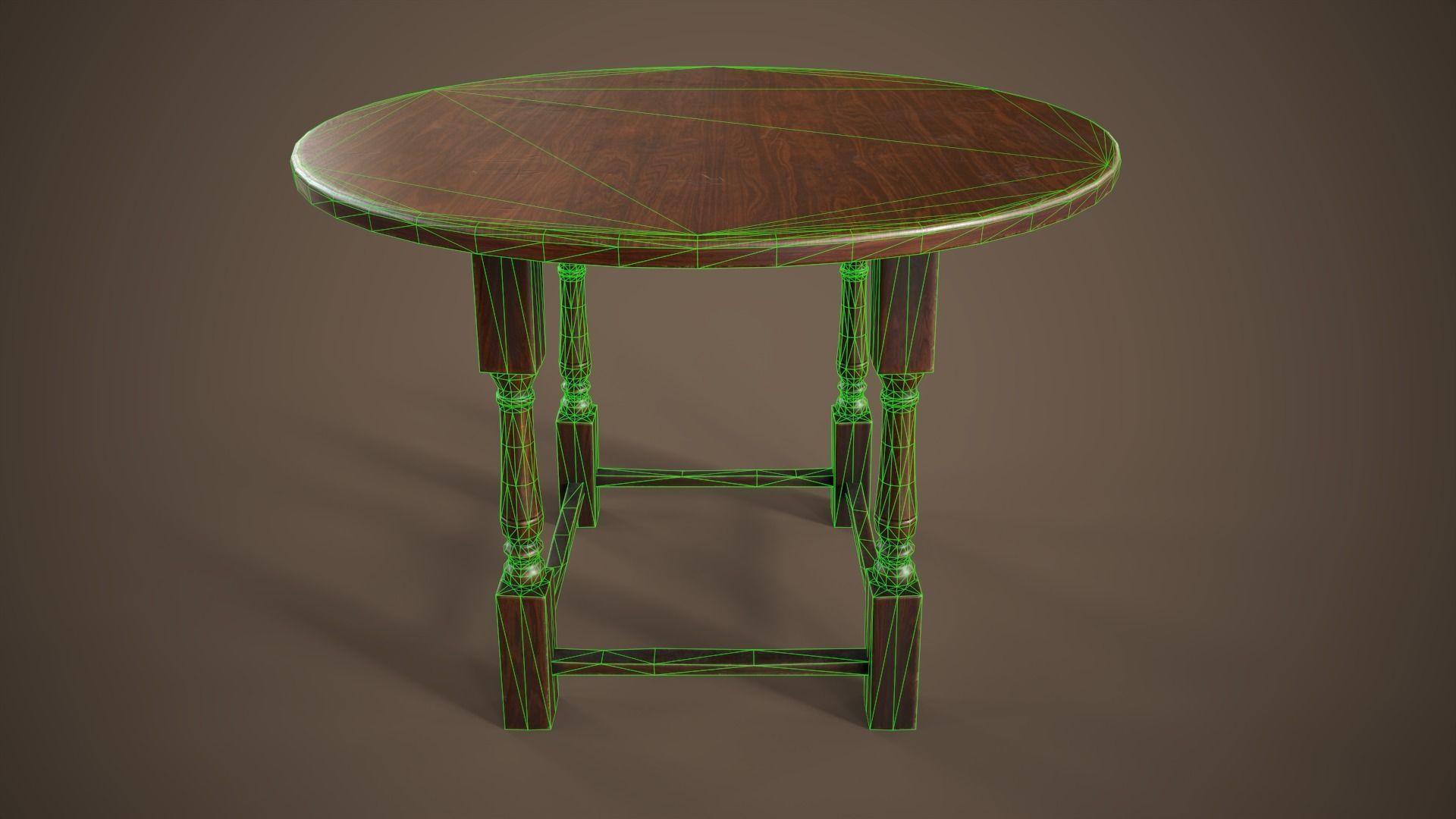 Vintage round table Low-poly 3D model_10
