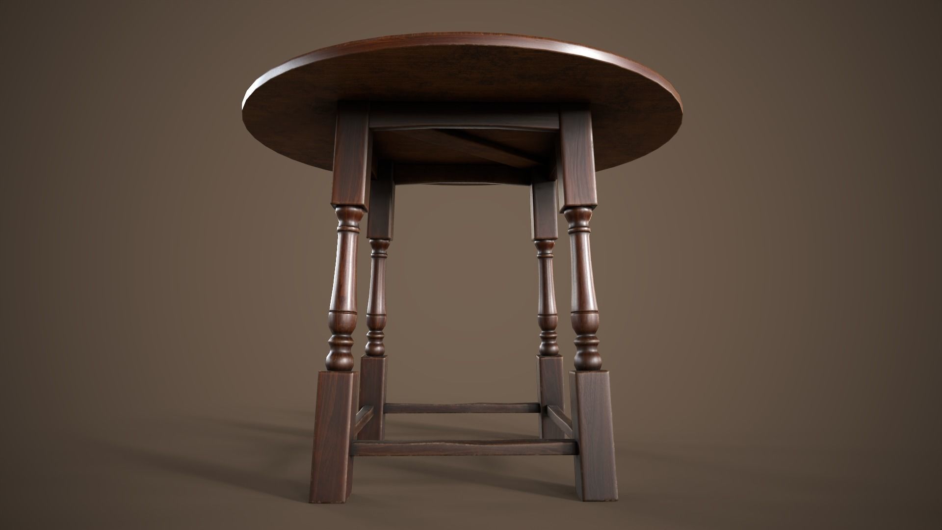 Vintage round table Low-poly 3D model_3