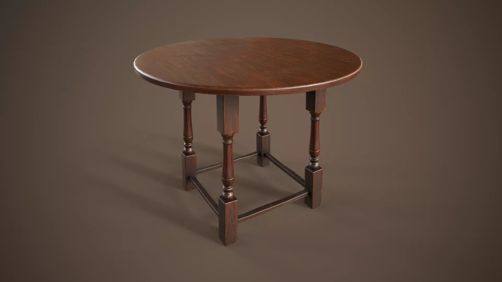 Vintage round table Low-poly 3D model_0