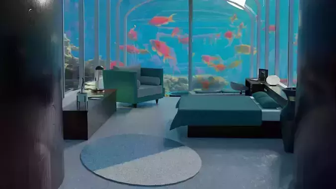 Underwater Hotel Room Free 3D model