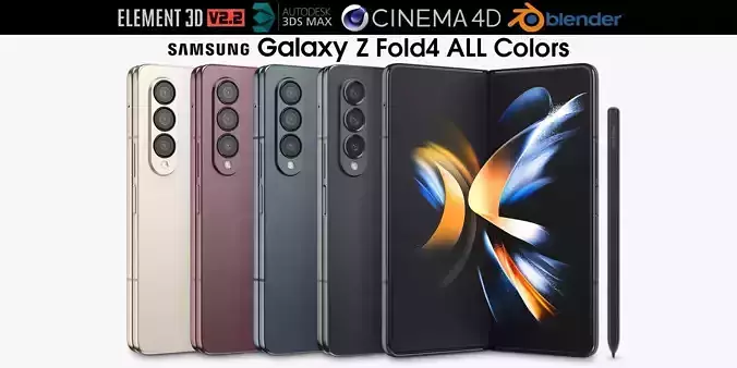 Samsung Galaxy Z Fold 4 All colors 3D model