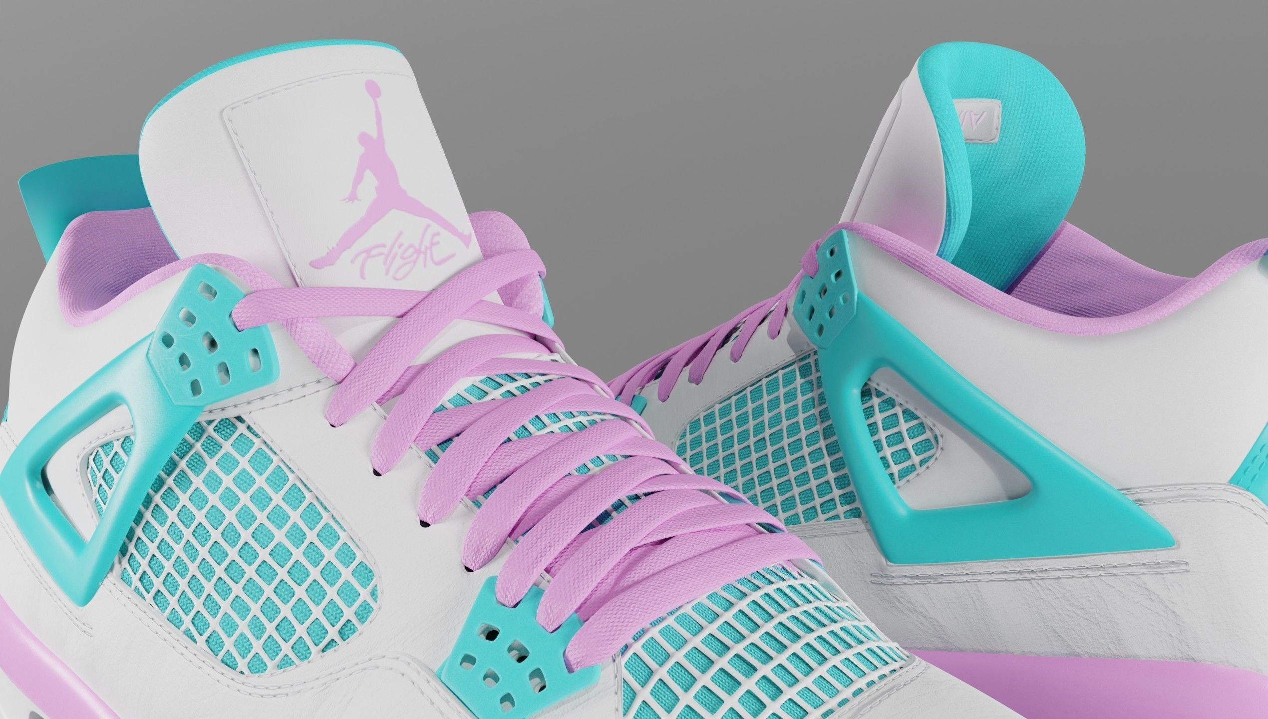Jordan 4 Miami Vice Shoe Low-poly 3D model_39