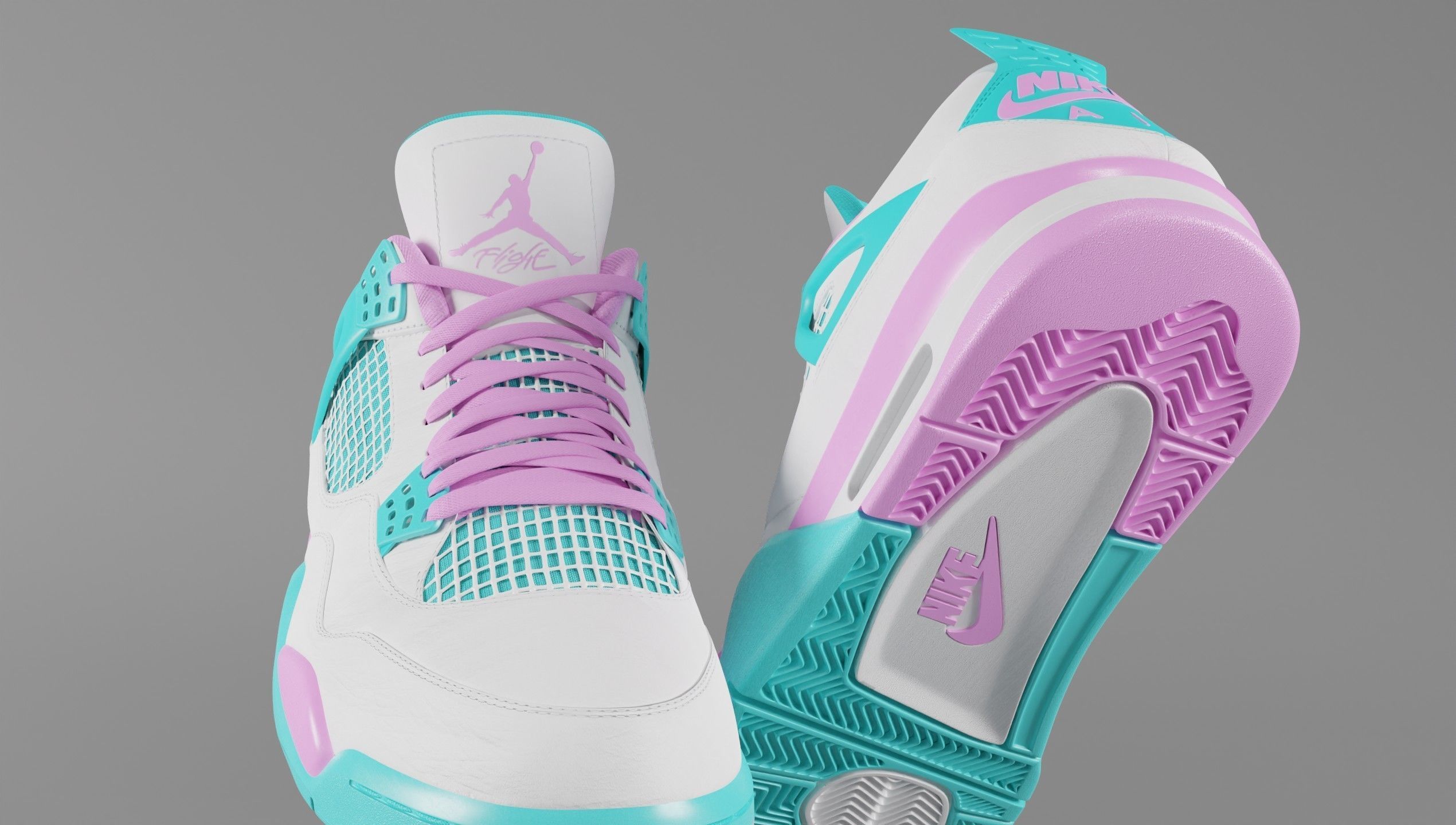 Jordan 4 Miami Vice Shoe Low-poly 3D model_27