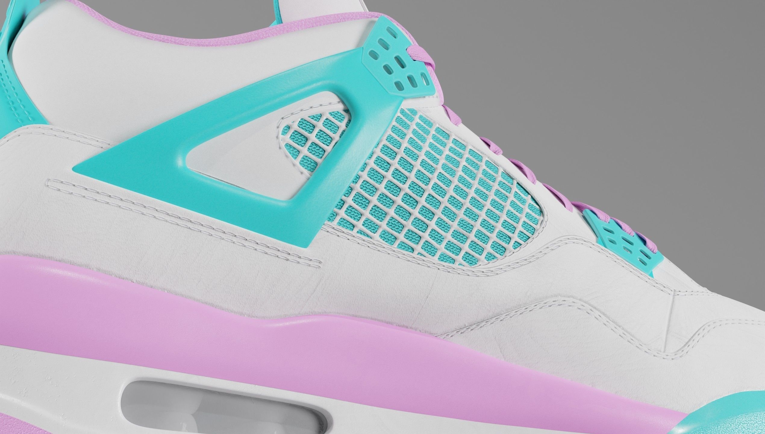 Jordan 4 Miami Vice Shoe Low-poly 3D model_12