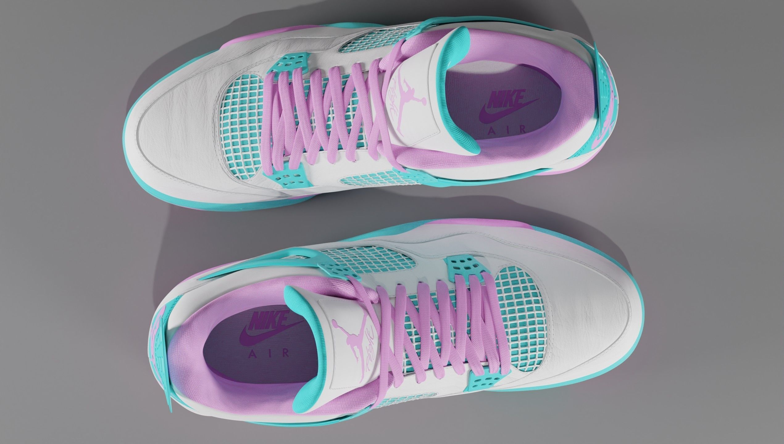 Jordan 4 Miami Vice Shoe Low-poly 3D model_7