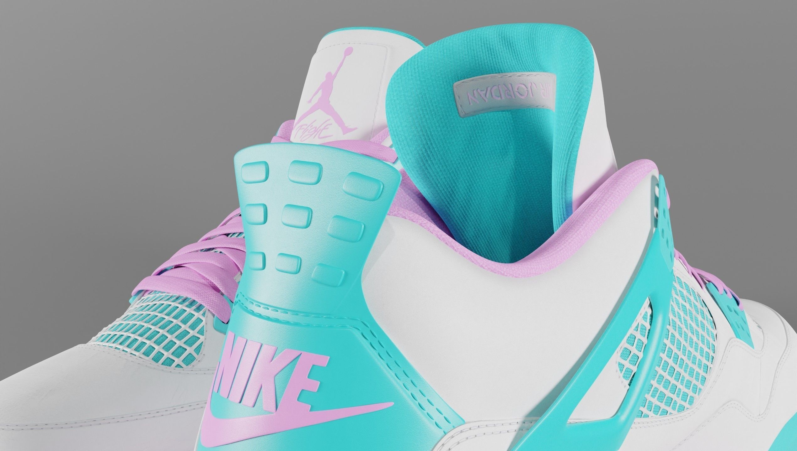 Jordan 4 Miami Vice Shoe Low-poly 3D model_17