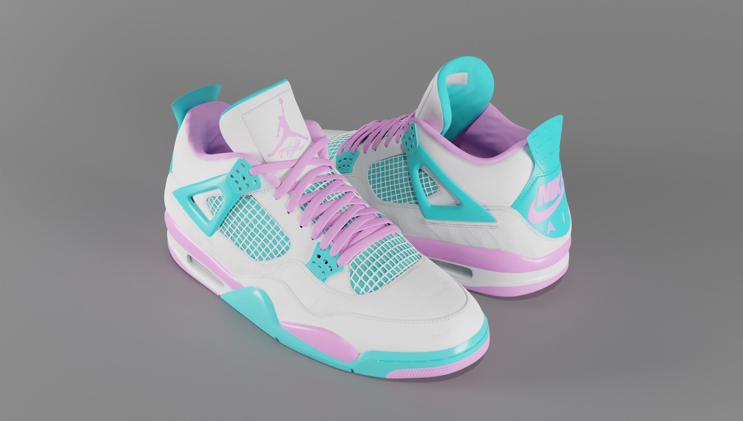 Jordan 4 Miami Vice Shoe Low-poly 3D model_37