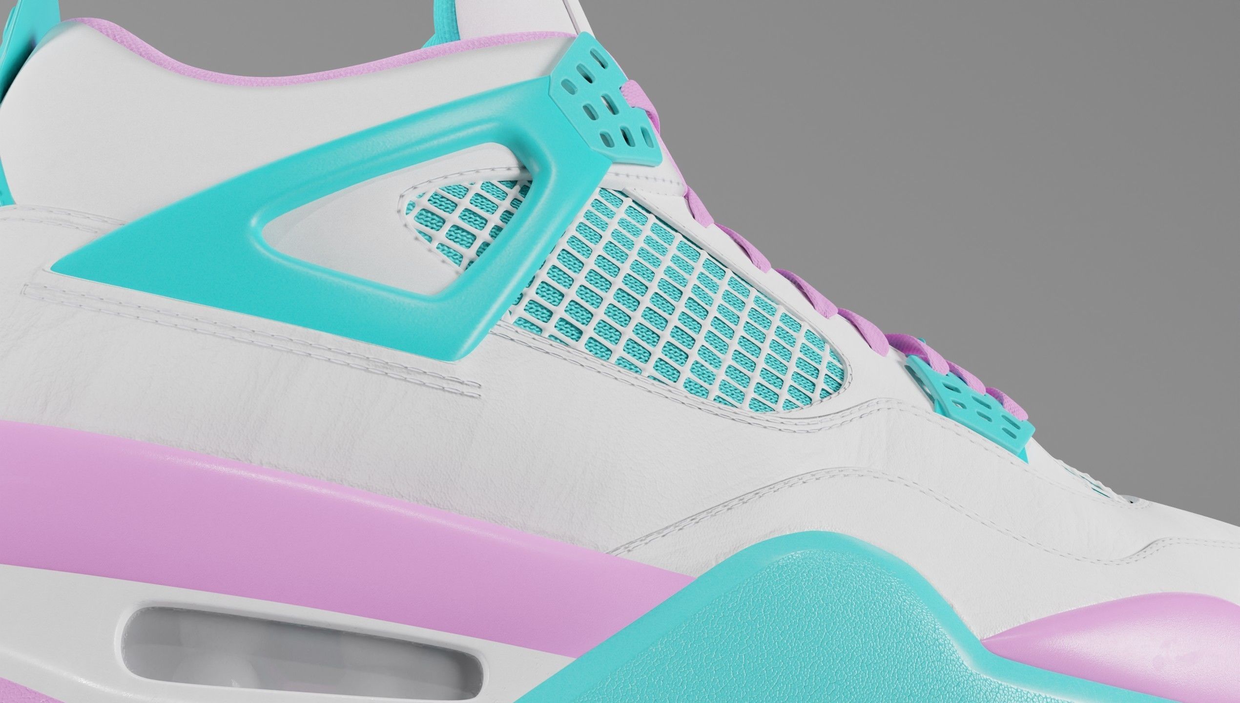 Jordan 4 Miami Vice Shoe Low-poly 3D model_45