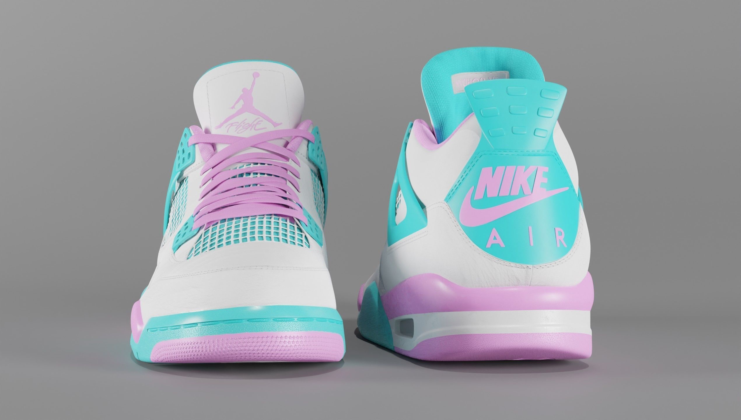 Jordan 4 Miami Vice Shoe Low-poly 3D model_18