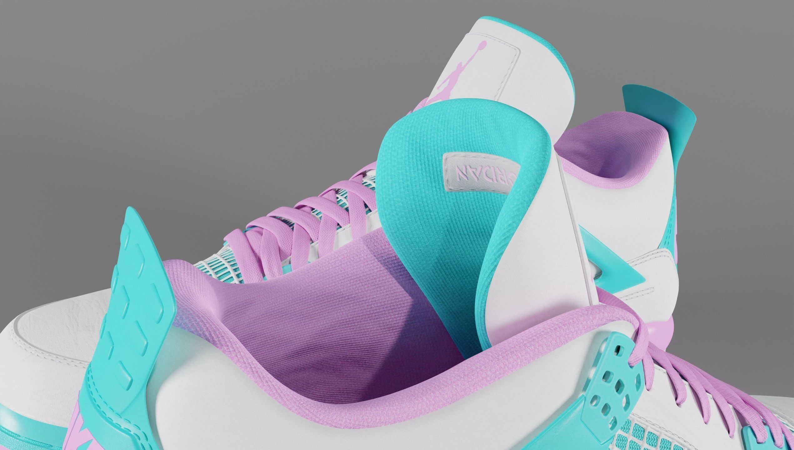 Jordan 4 Miami Vice Shoe Low-poly 3D model_14
