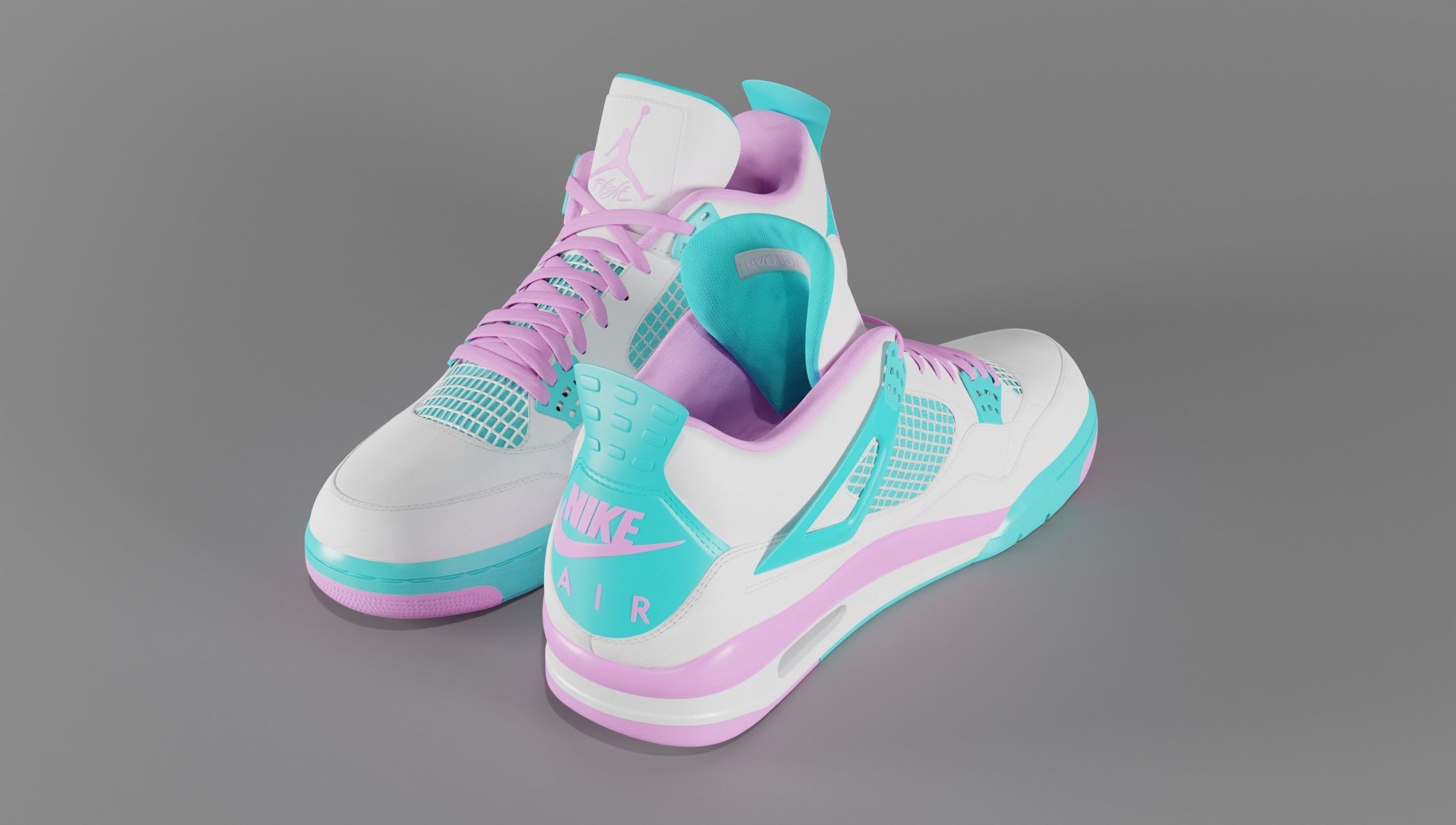 Jordan 4 Miami Vice Shoe Low-poly 3D model_26