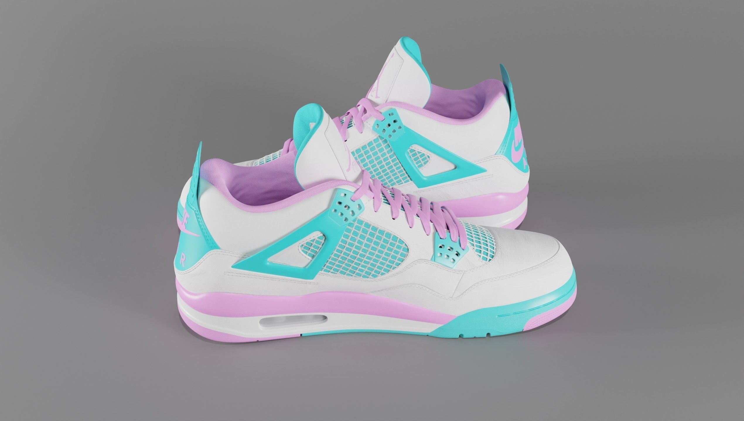 Jordan 4 Miami Vice Shoe Low-poly 3D model_28