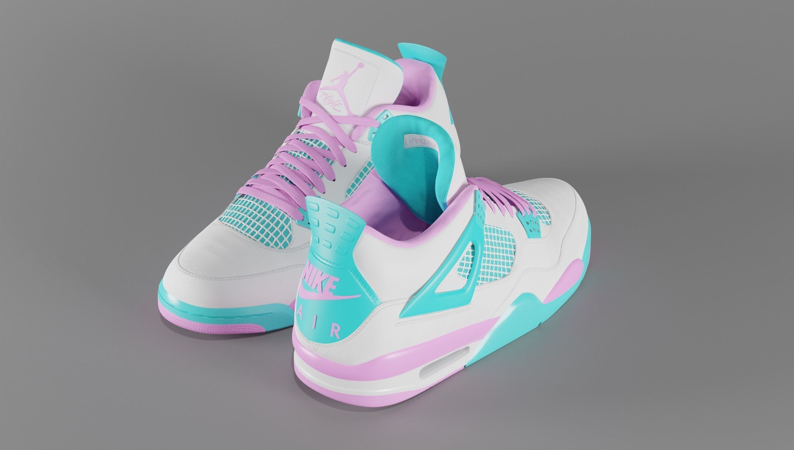 Jordan 4 Miami Vice Shoe Low-poly 3D model_49