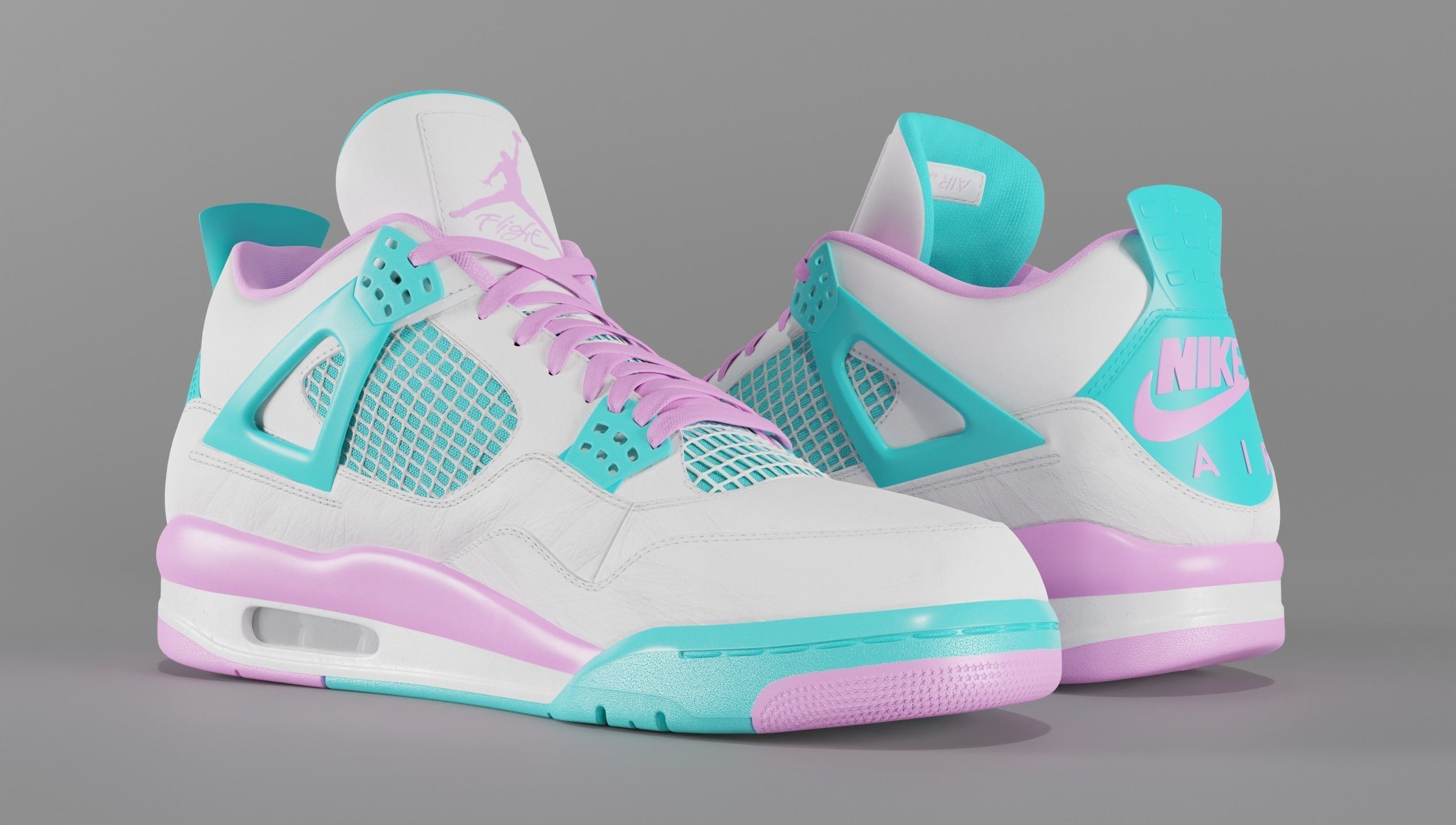 Jordan 4 Miami Vice Shoe Low-poly 3D model_61