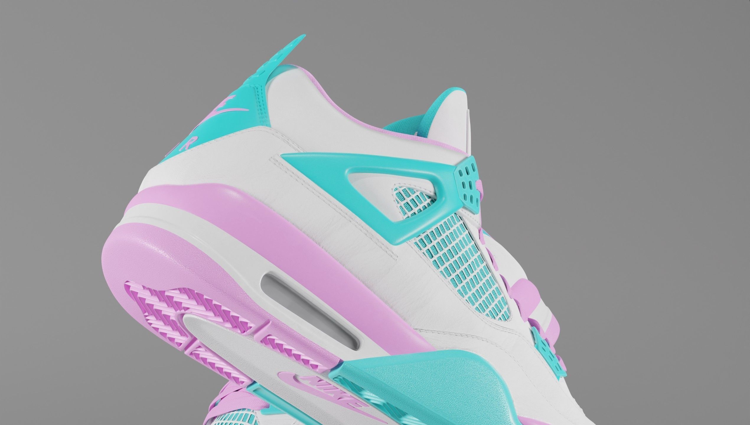 Jordan 4 Miami Vice Shoe Low-poly 3D model_16
