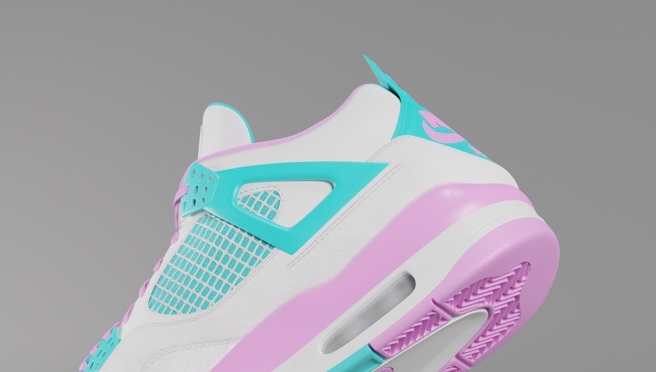 Jordan 4 Miami Vice Shoe Low-poly 3D model_13