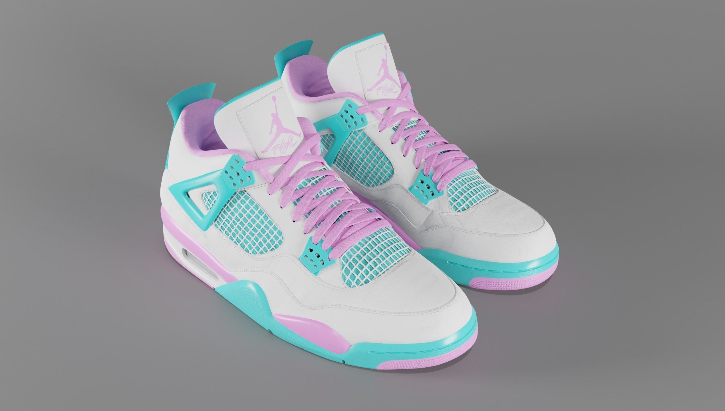 Jordan 4 Miami Vice Shoe Low-poly 3D model_21