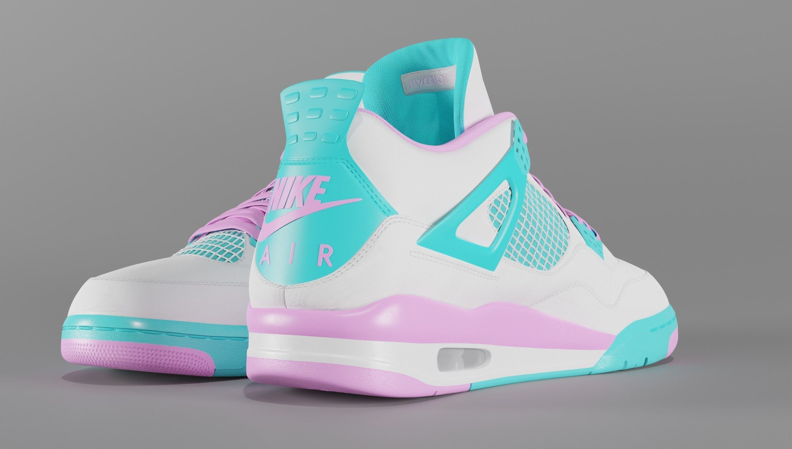 Jordan 4 Miami Vice Shoe Low-poly 3D model_10