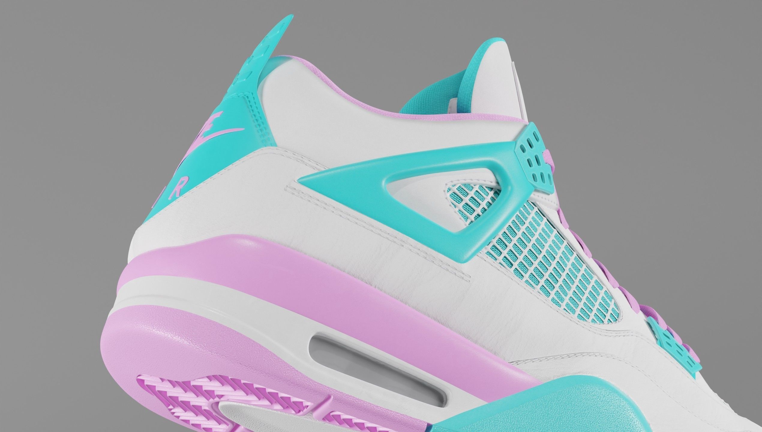 Jordan 4 Miami Vice Shoe Low-poly 3D model_2